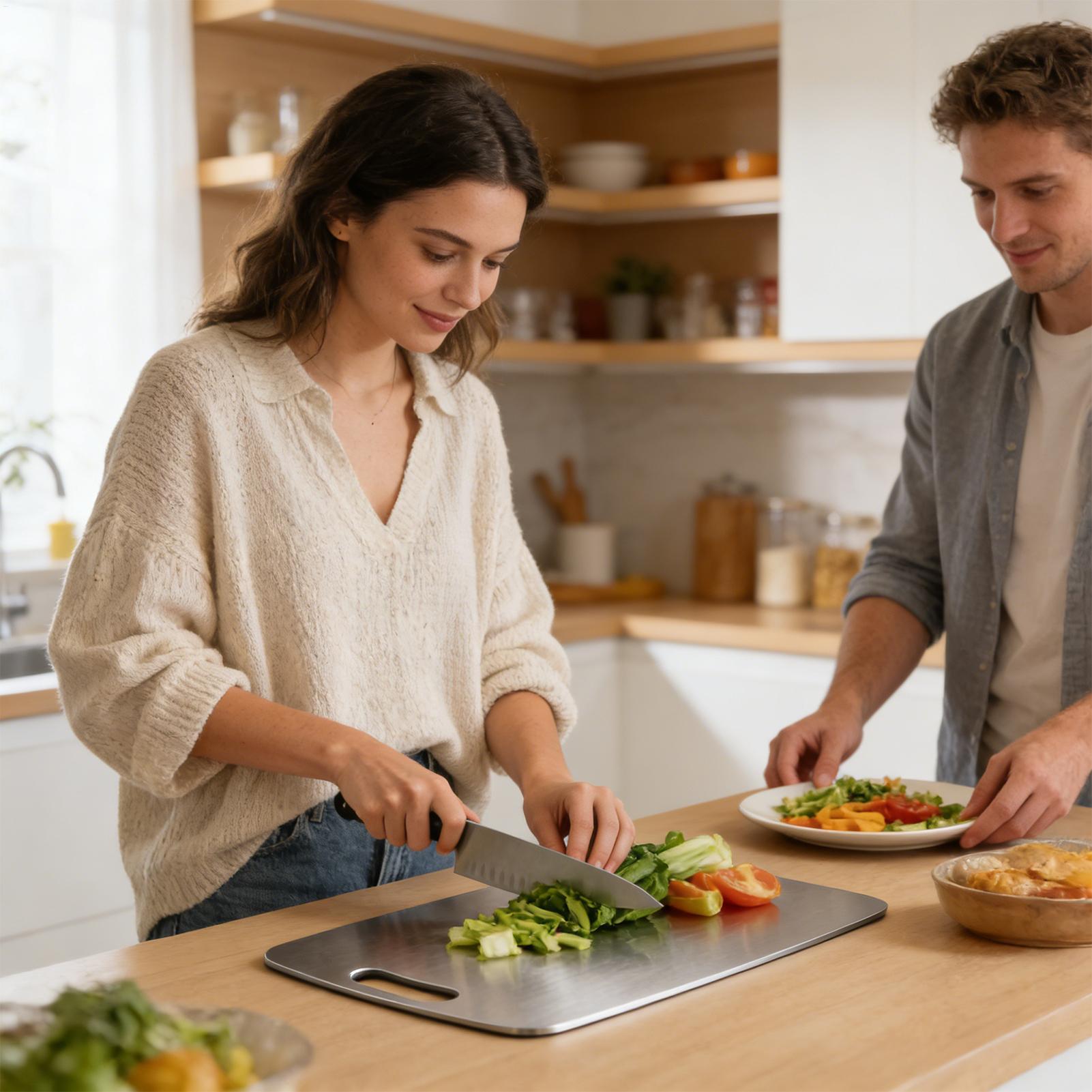 Meal Prep Veggie - Tagliere in acciaio inossidabile a doppia