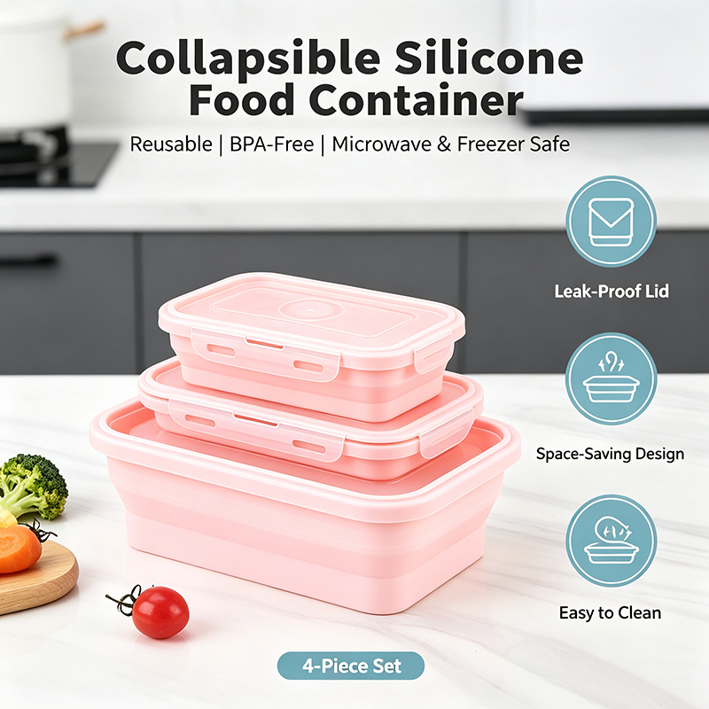Meal Prep No Microwave - Contenitori pieghevoli in silicone per il